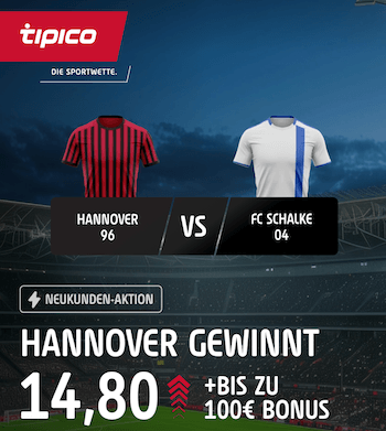 Boost bei Tipico auf einen Hannover Sieg gegen Schalke