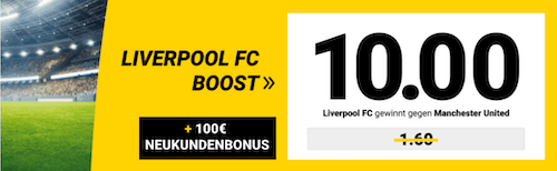Boost auf Liverpool gegen Manchester United bei Interwetten
