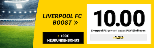 Liverpool Boost gegen PSV bei Interwetten