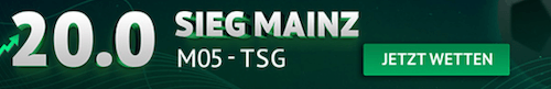 Boost auf Mainz gegen Hoffenheim bei ODDSET
