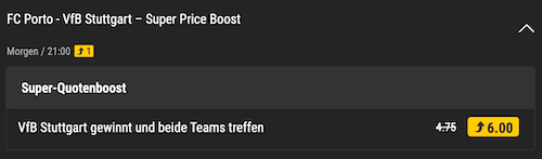 Stuttgart Boost gegen Porto bei bwin