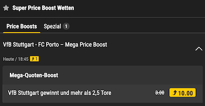 Boost auf Stuttgart gewinnt gegen Porto bei bwin