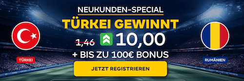 Boost zu Türkei gegen Rumänien bei MERKUR BETS