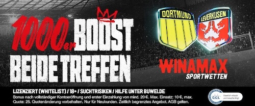 Boost auf Dortmund und Leverkusen treffen beide bei Winamax