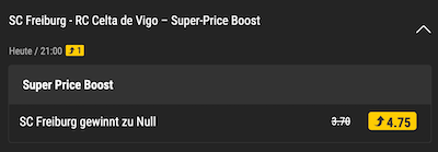Boost auf Freiburg gegen Celta de Cigo in der Europa League bei bwin