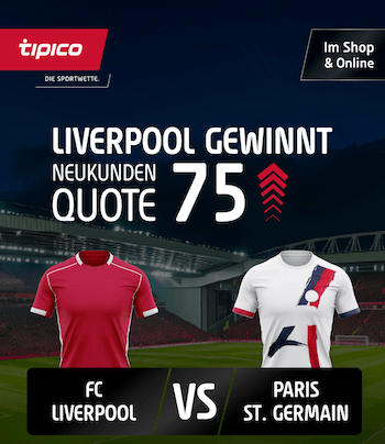Boost auf Liverpool bei Tipico im CL-Rückspiel gegen PSG