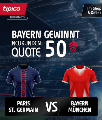 Boost auf PSG gegen Bayern bei Tipico