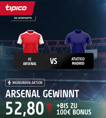 Boost auf Arsenal gewinnt im CL-Halbfinale Rückspiel gegen Atlético bei Tipico