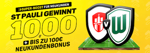 Boost auf St. Pauli gegen Wolfsburg bei DAZN Bet