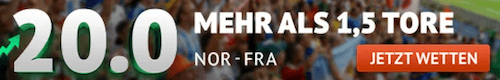 Boost auf Norwegen gegen Frankreich bei ODDSET