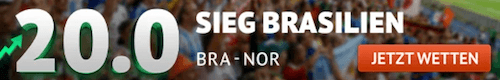 Boost auf Brasilien im WM-Achtelfinale gegen Norwegen bei ODDSET