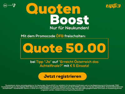 Boost 50 auf Österreich gegen Spanien bei Tipp3