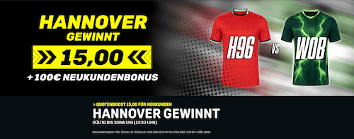 Quote 15 auf Hannover gegen Wolfsburg bei DAZNBet