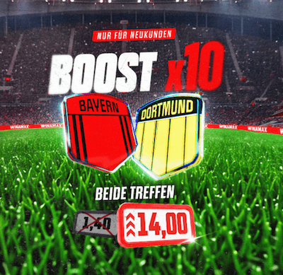 Boost auf beide Teams treffen bei Bayern - Dortmund bei Winamax am 31.10.2026