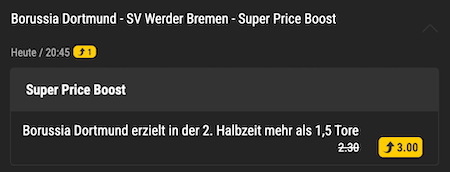 Boost bei bwin zu Dortmund gegen Bremen im DFB-Pokal