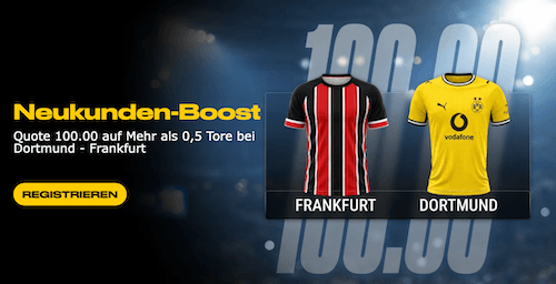 Boost auf Dortmund gegen Frankfurt mit Quote 100,00 bei bwin