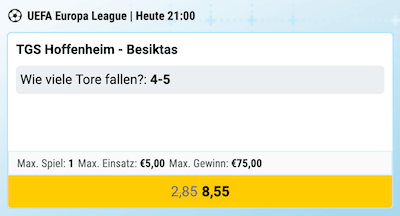 Boost auf Hoffenheim gegen Besiktas am 15.10. bei LetsBet