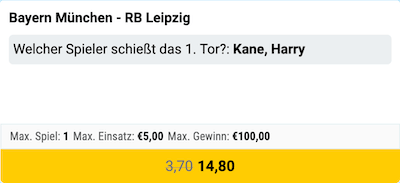 Boost auf Harry Kane erzielt den 1. Treffer gegen Leipzig bei LetsBet